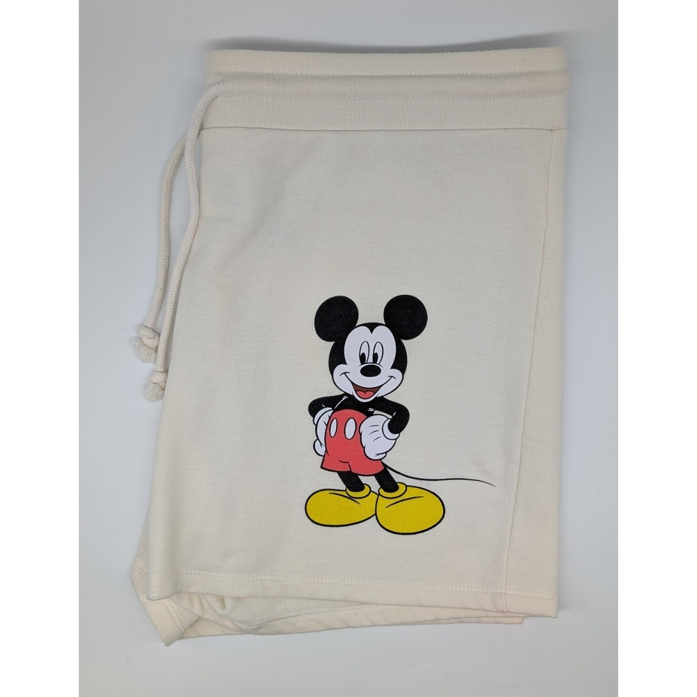 Disney Shorts Womens size XXL‎ Sweatshorts Mickey Mouse Drawstring Ivory